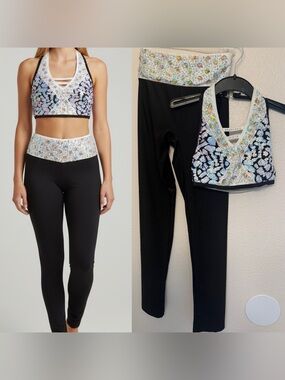 Glamour solo 2 piece dance costume black white pants top embellished SA adult